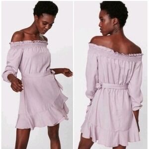 Express Dress Womens Size Small purple lavender off shoulder Wrap Mini NWT